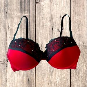 Rhinestone Studded & Lace Bra